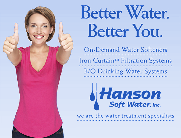 Hanson Soft Water on-demand water softeners, iron curtain filtration systems, and reverse osmosis water systems.